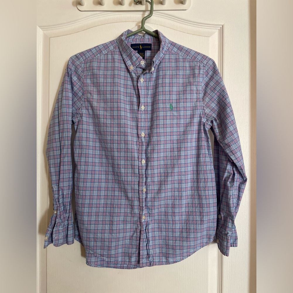 Ralph Lauren Boys Multicolor Plaid Button-Down Shirt size L (14/16) #130